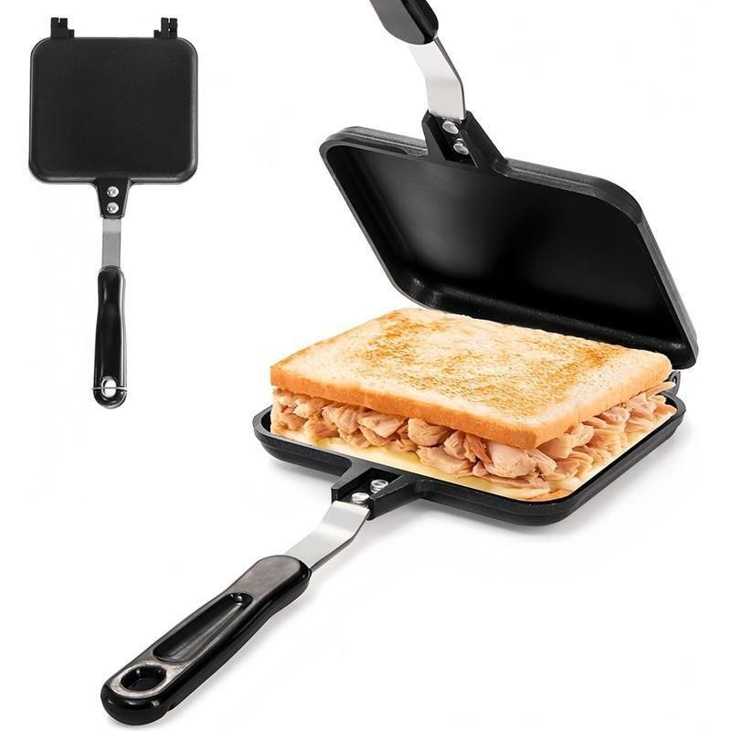 Hot Sandwich Maker Non Stick Frying Pan Double Sided Stovetop Grill Press New