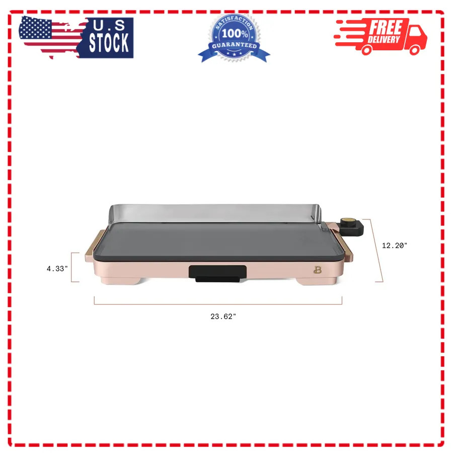 Beautiful Drew Barrymore 12×22 Inch XL Electric Nonstick Griddle Rose Gold