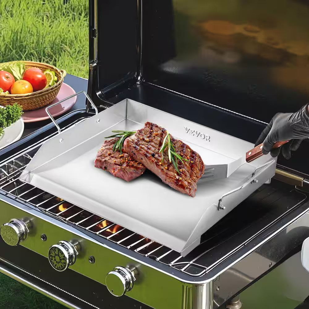 Stainless Steel Griddle 18 In. X 16 In. Universal Flat Top Rectangular Grills wi