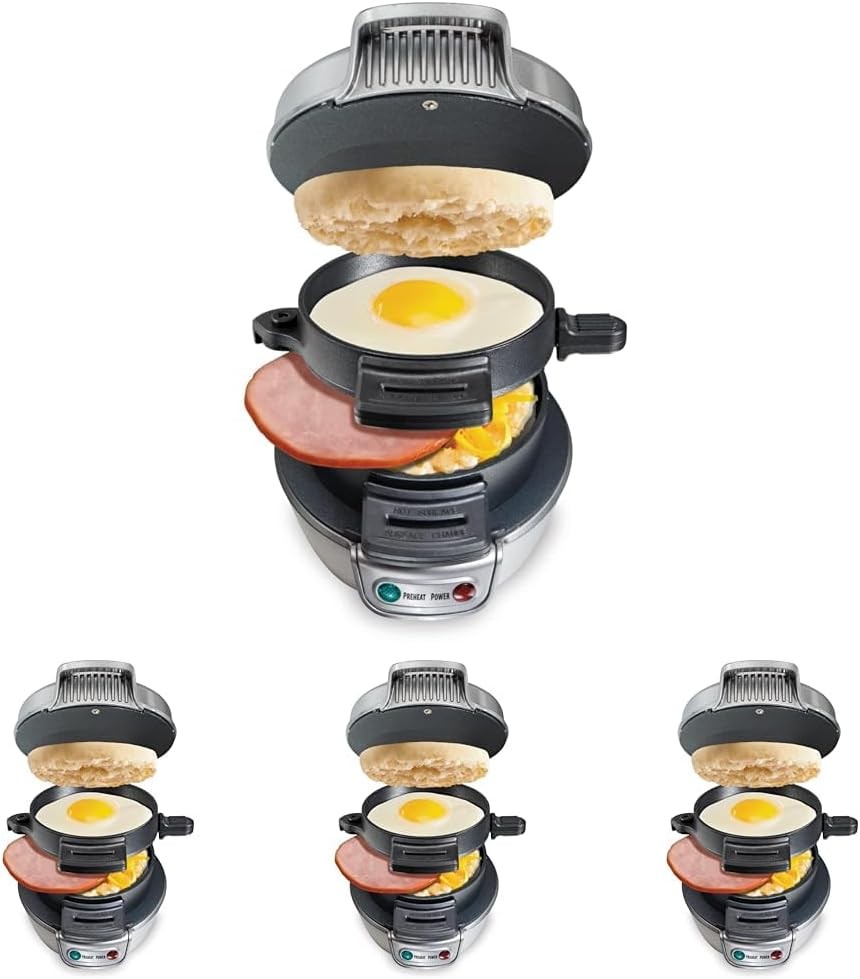 Breakfast Sandwich Maker Machine with Egg Cooker Ring,Muffin & Mini Waffle Maker
