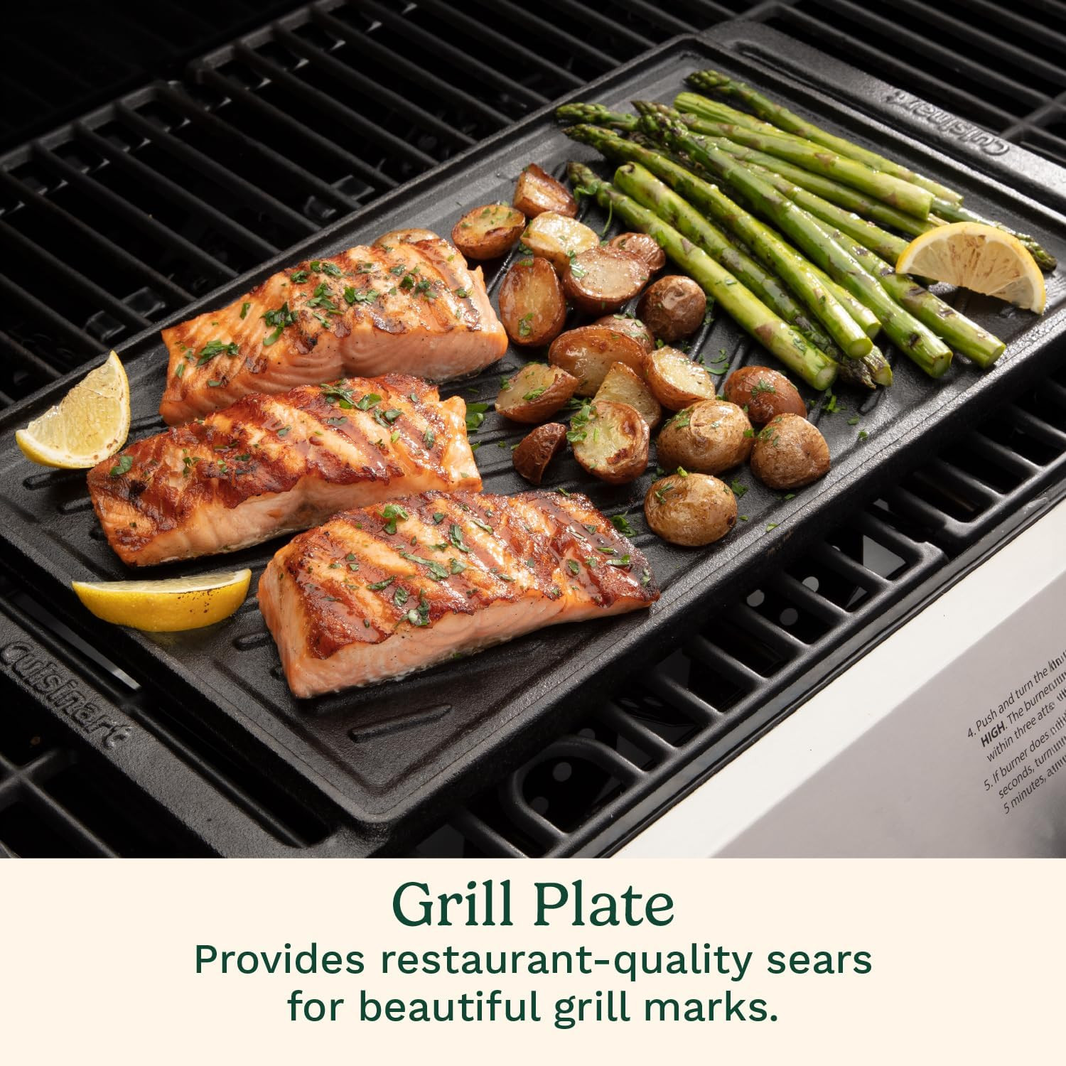 Reversible Cast Iron Grill/Griddle Plate, 15.75” X 9” Pre-Seasoned Cooking Surfa