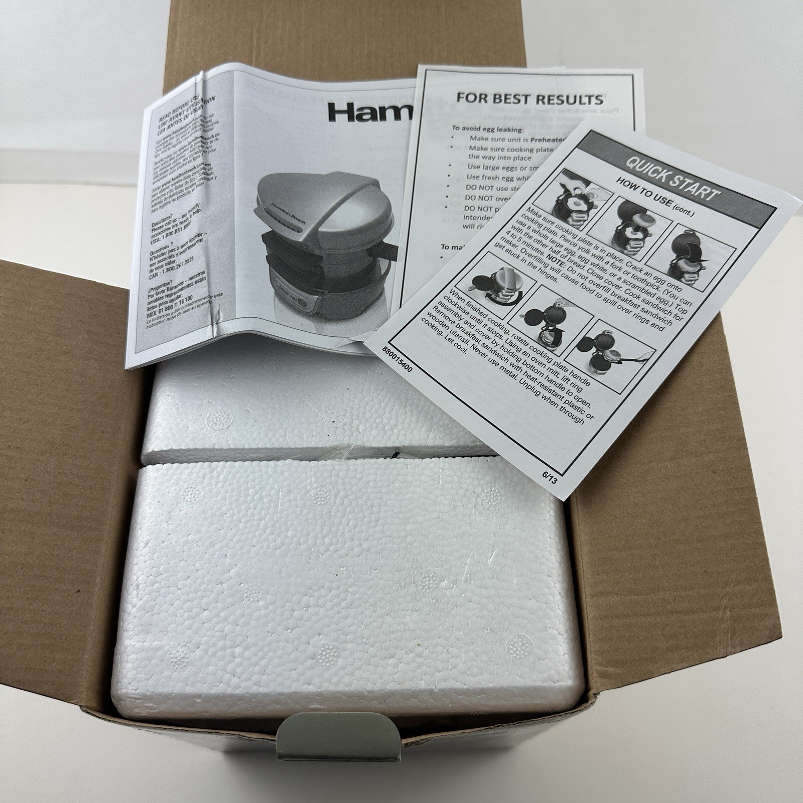 Hamilton Beach Breakfast Sandwich Maker Red 25476 New Open Box