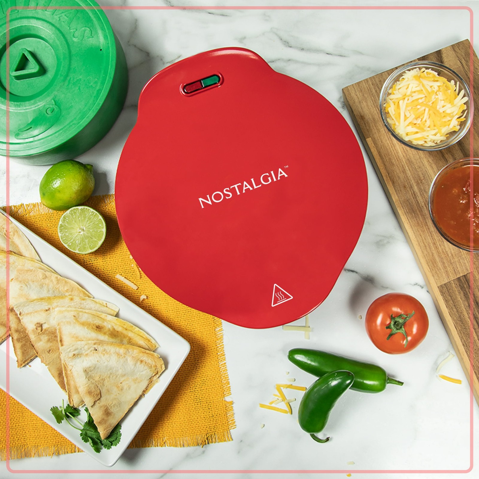 6-Wedge Electric Quesadilla Maker with Removable Tray and Extra Stuffing Latch..