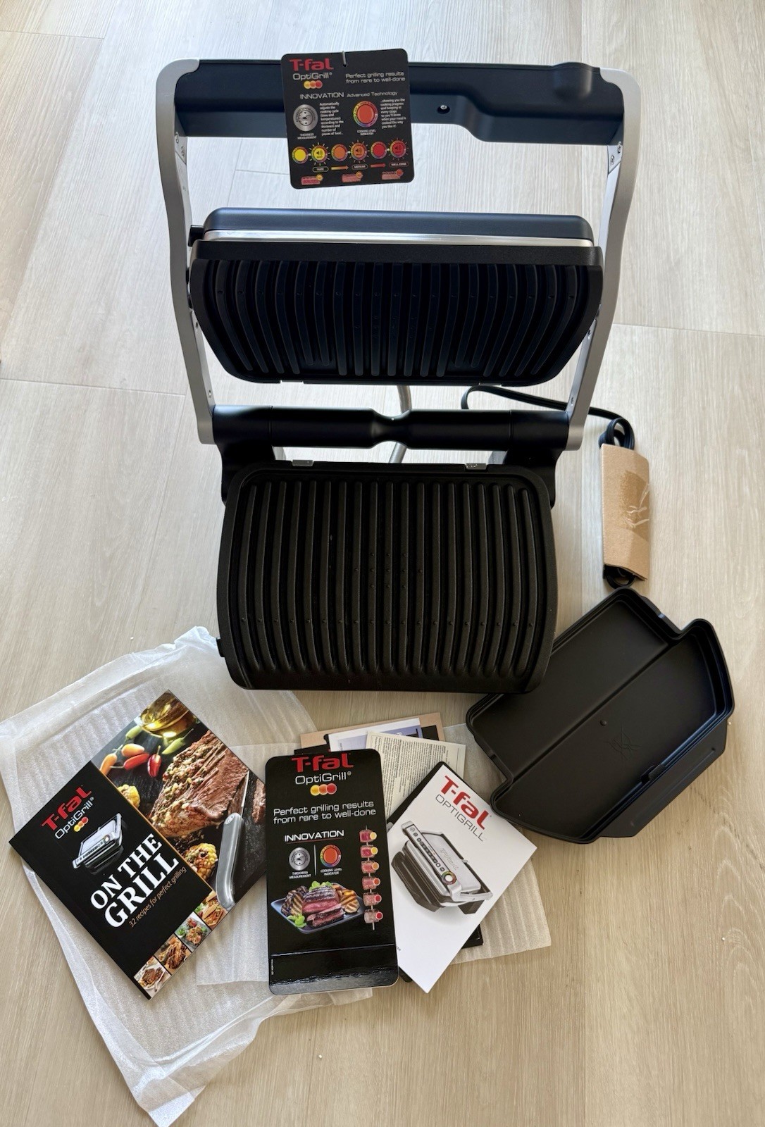 T-Fal OptiGrill + Indoor Electric Grill with Removable, Dishwasher Safe Plates