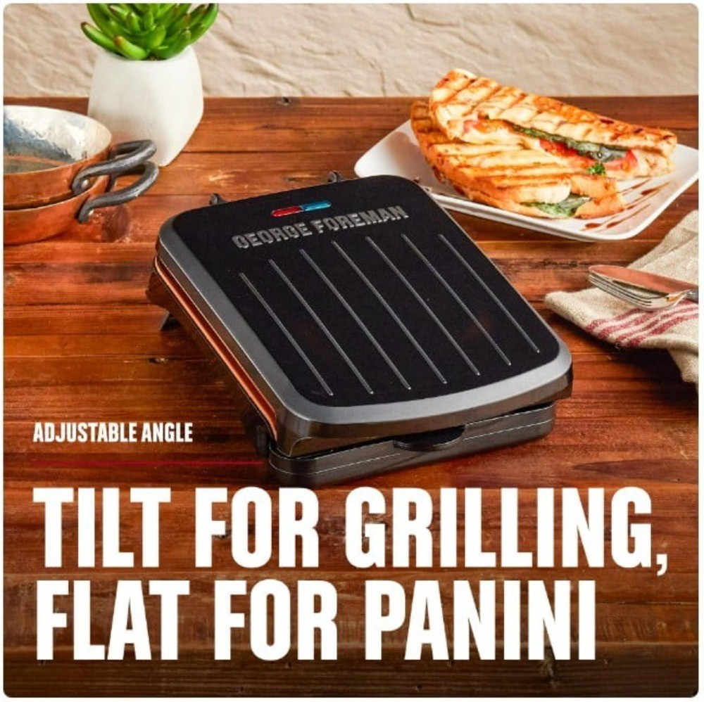 George Foreman 2-Serv.Grill – Plastic, Non-Stick, Compact,Grill/Panini,Drip Tray
