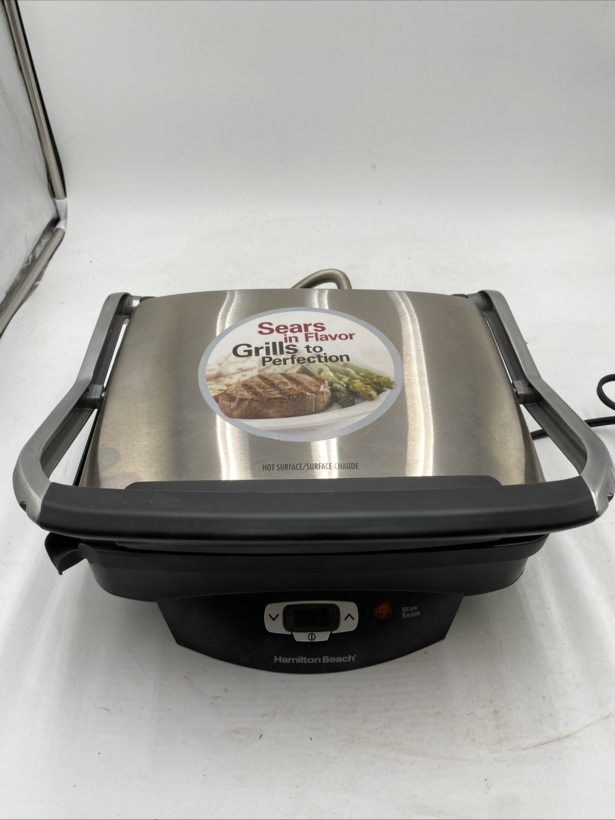 Hamilton Beach Panini Press Grill Stainless Steel Nonstick Plates Model 25331
