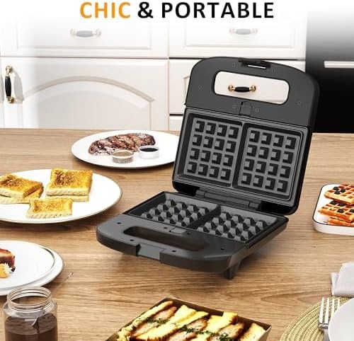 3 in 1 Electric Sandwich Maker with Removable Nonstick Plates – 800W,Black | …
