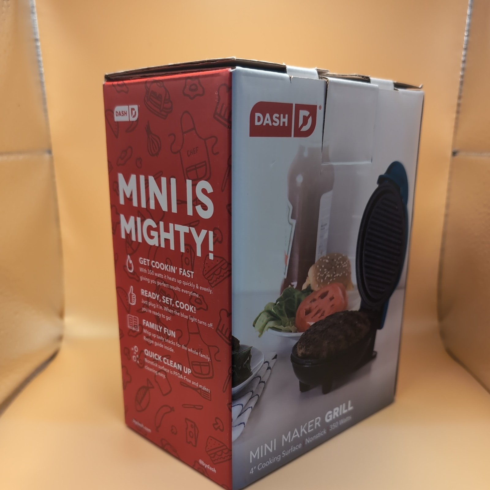 Dash Mini Maker Grill Teal 4” Surface Cooking Appliance Non Stick NEW in Box