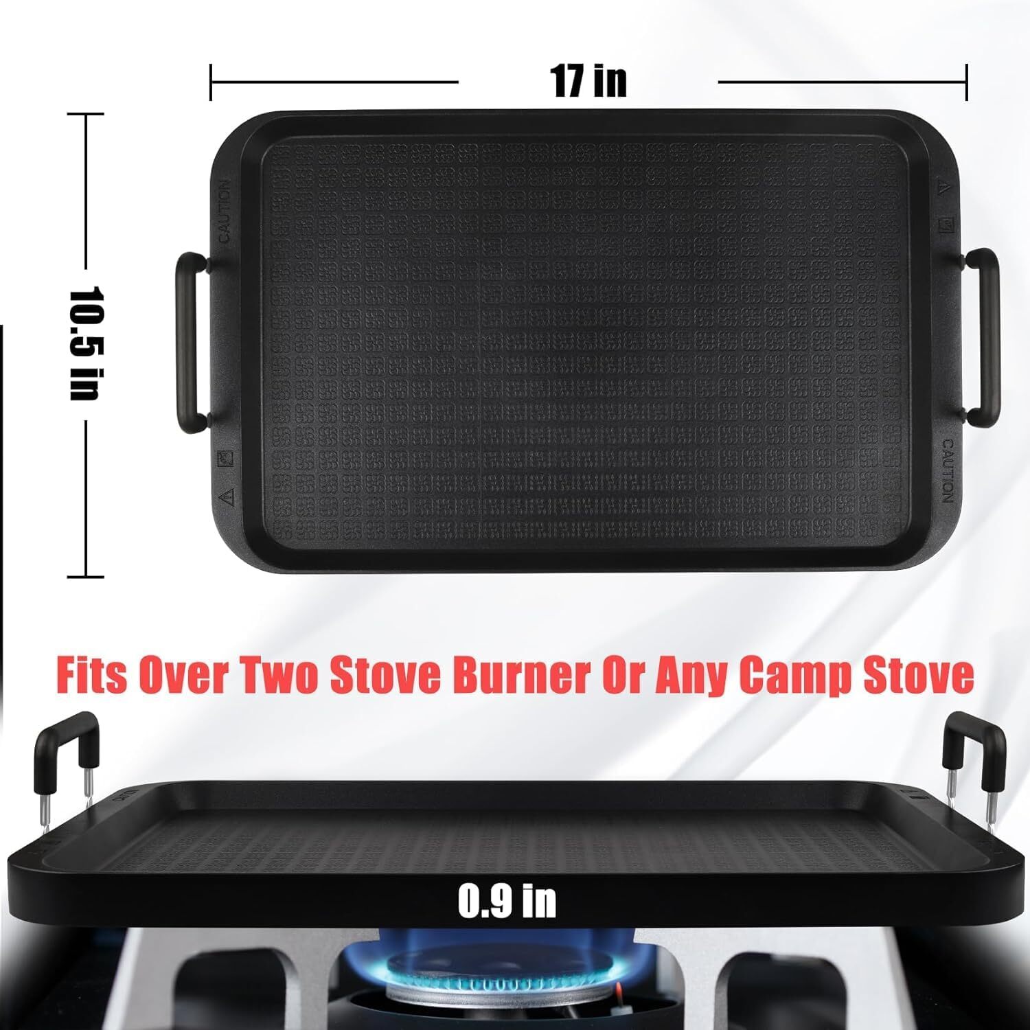 Stove Top Flat Griddle, 17 Inch 2 Burner Griddle Pan for Stove Top Grill