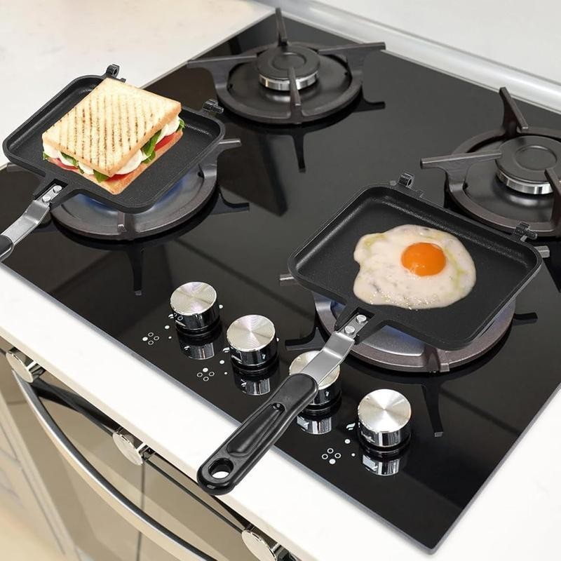 Hot Sandwich Maker Non Stick Frying Pan Double Sided Stovetop Grill Press New