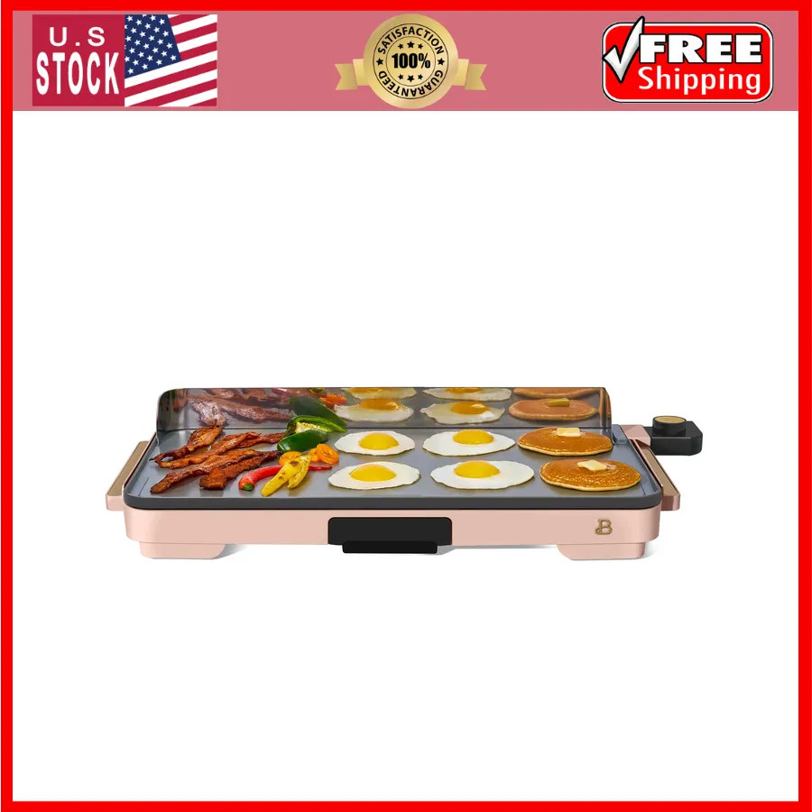 Beautiful Drew Barrymore 12×22 Inch XL Electric Griddle Nonstick Rose Gold