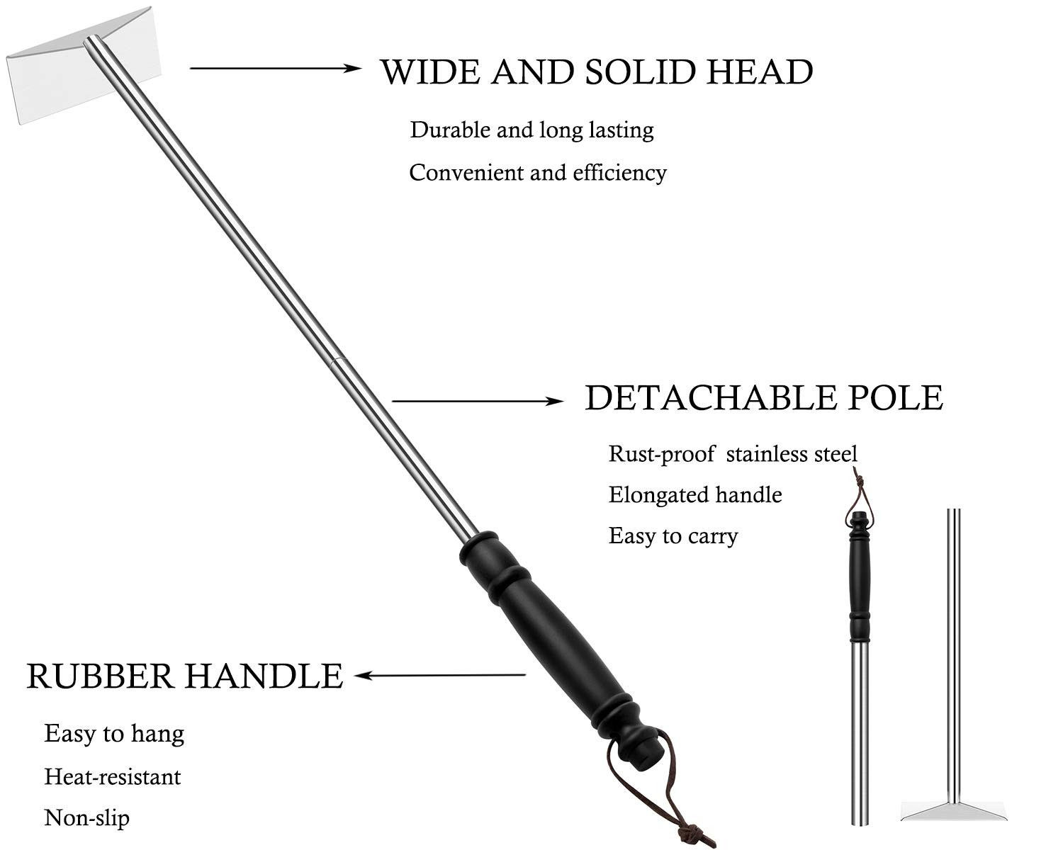 Grilliance Charcoal Grill Ash Rake Hoe for Fireplace Wood Stove Pizza Oven,…