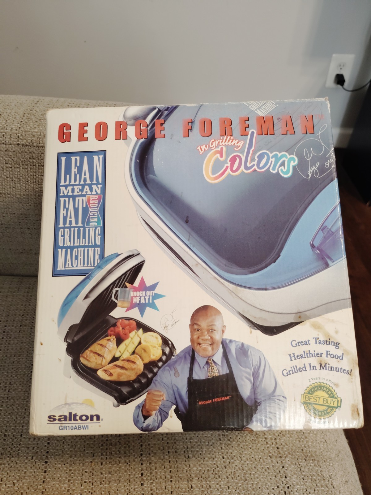 George Foreman GR10ABWI Contact Grill 1200W 120V Electric Blue/Silver