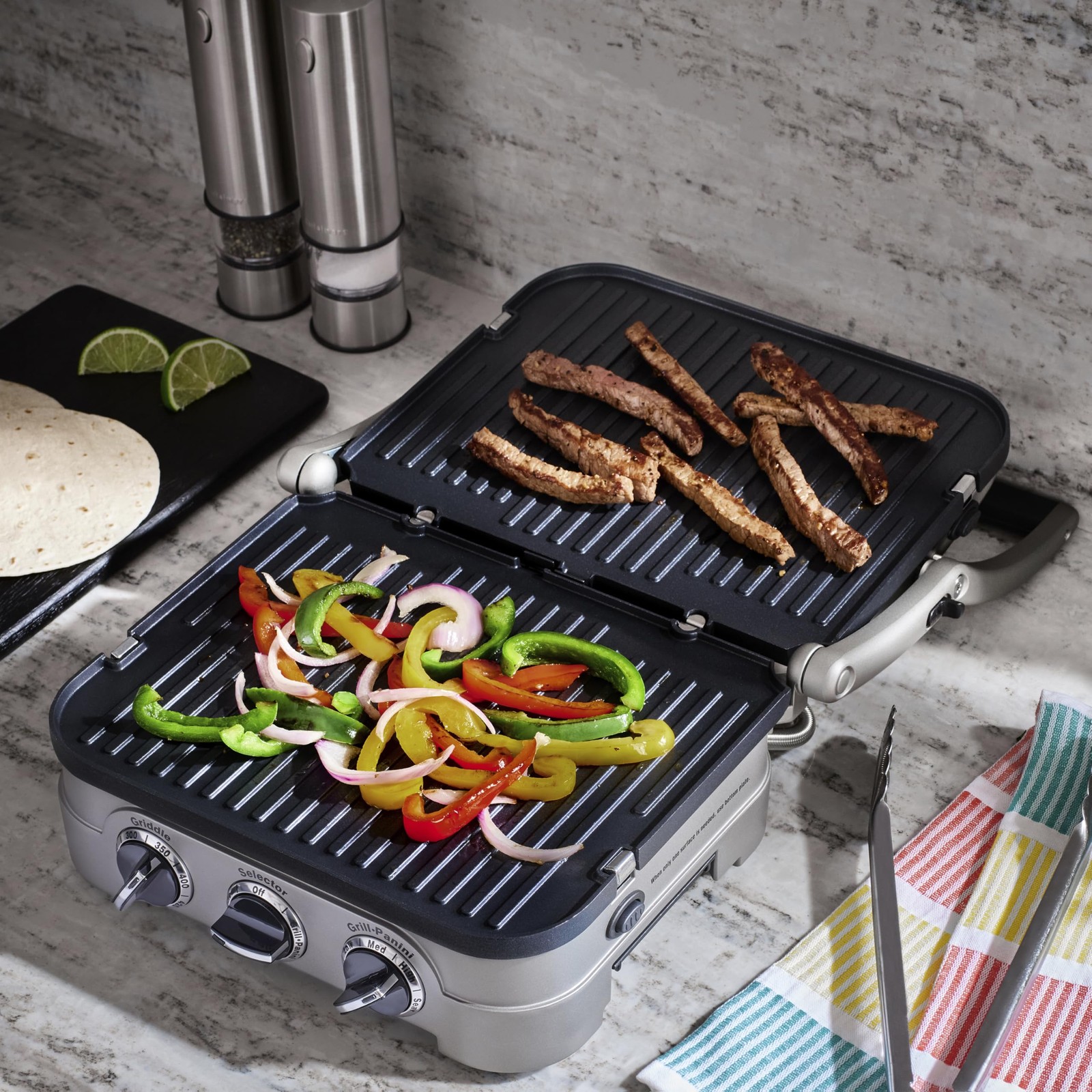 Griddler Indoor Grill, Panini Press, Sandwich Maker & More, 5in1 Grilling, Di…