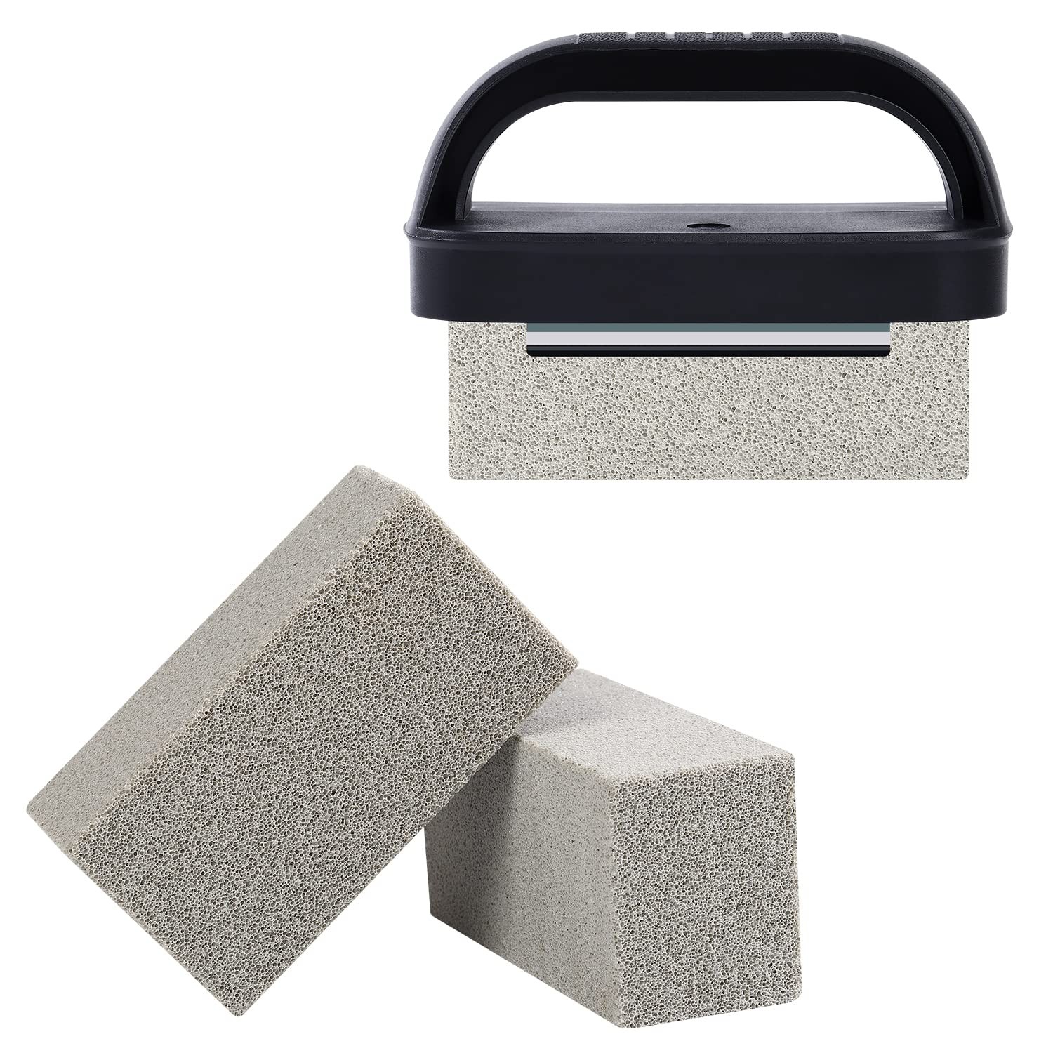 MOWOT Blackstone Griddle Cleaning Brick Block Heavy 3 Pack with handle, Gray