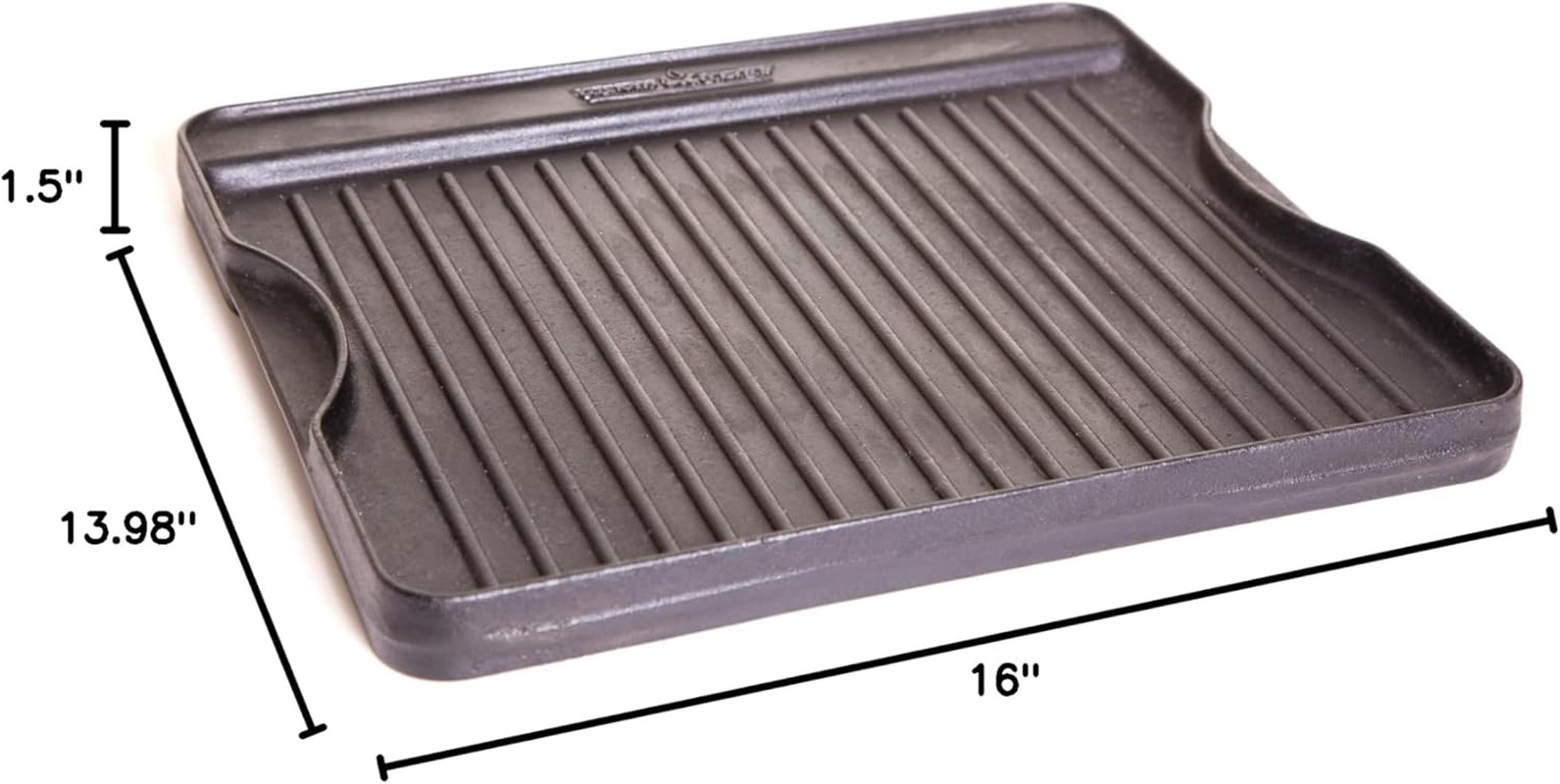 Reversible Pre-Seasoned Cast Iron Griddle, Cooking Surface 14 In. X 16, Black