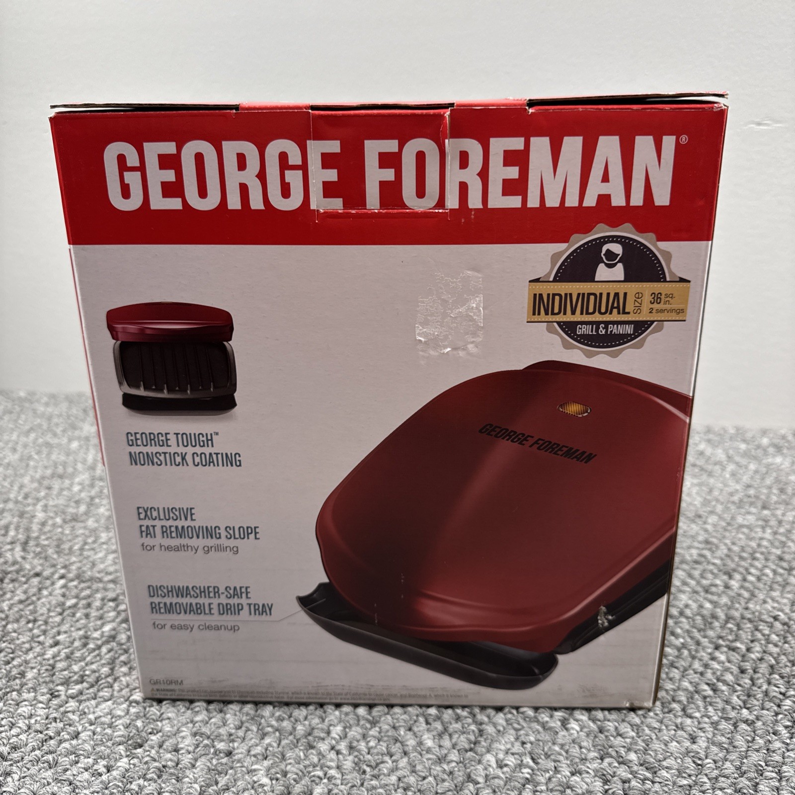George Foreman 2 Serving Electric Indoor Grill Panini NEW IN BOX