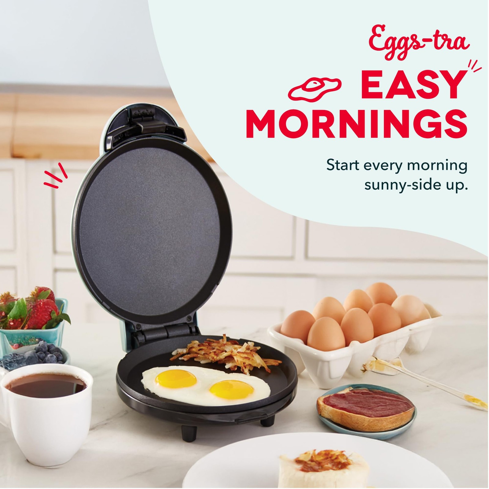 Dash Round Express Electric with Indicator Light + Included Recipe Book, Red