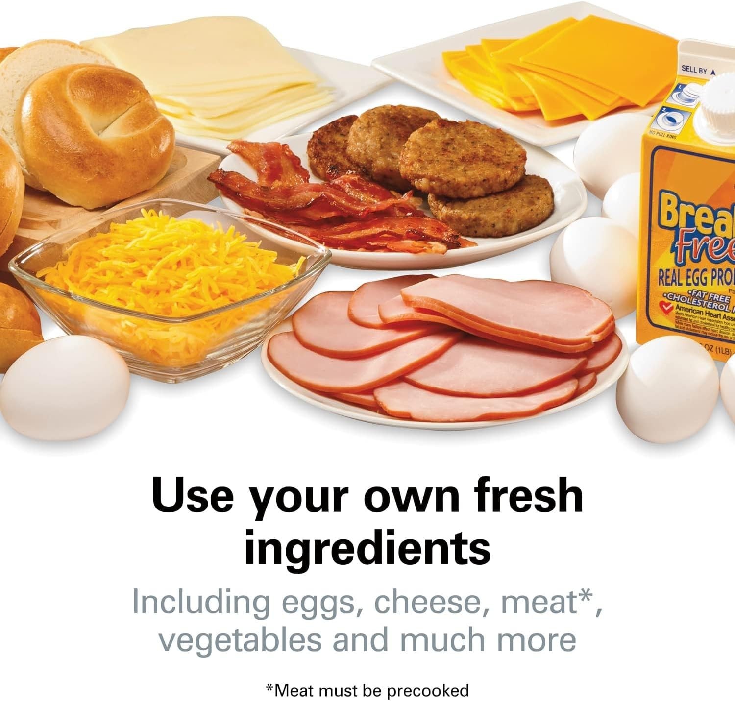 Breakfast Sandwich Maker with Egg Cooker Ring for English Muffins Croissants