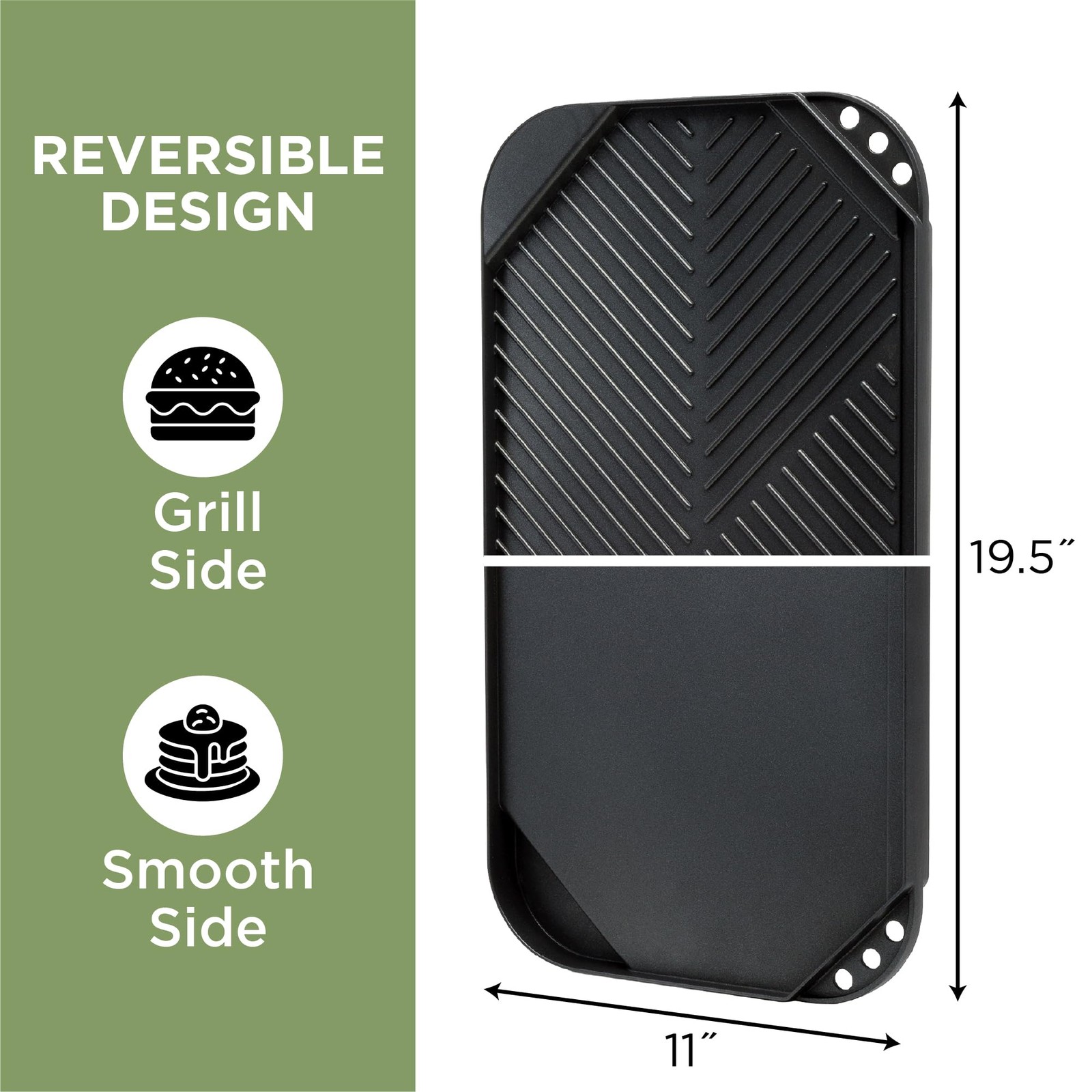 Ecolution 19.5” x 11, Non-Stick, Dishwasher Safe, Double Burner Family Pan Cookw