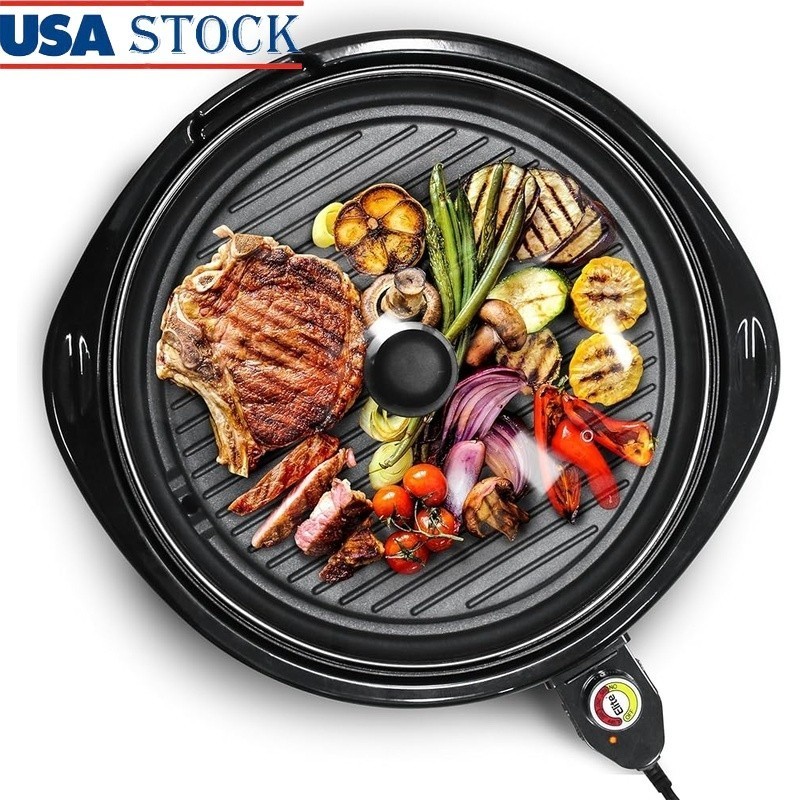 Indoor Electric Grill Nonstick 1300W Large Surface Dishwasher Safe BBQ Cooker US