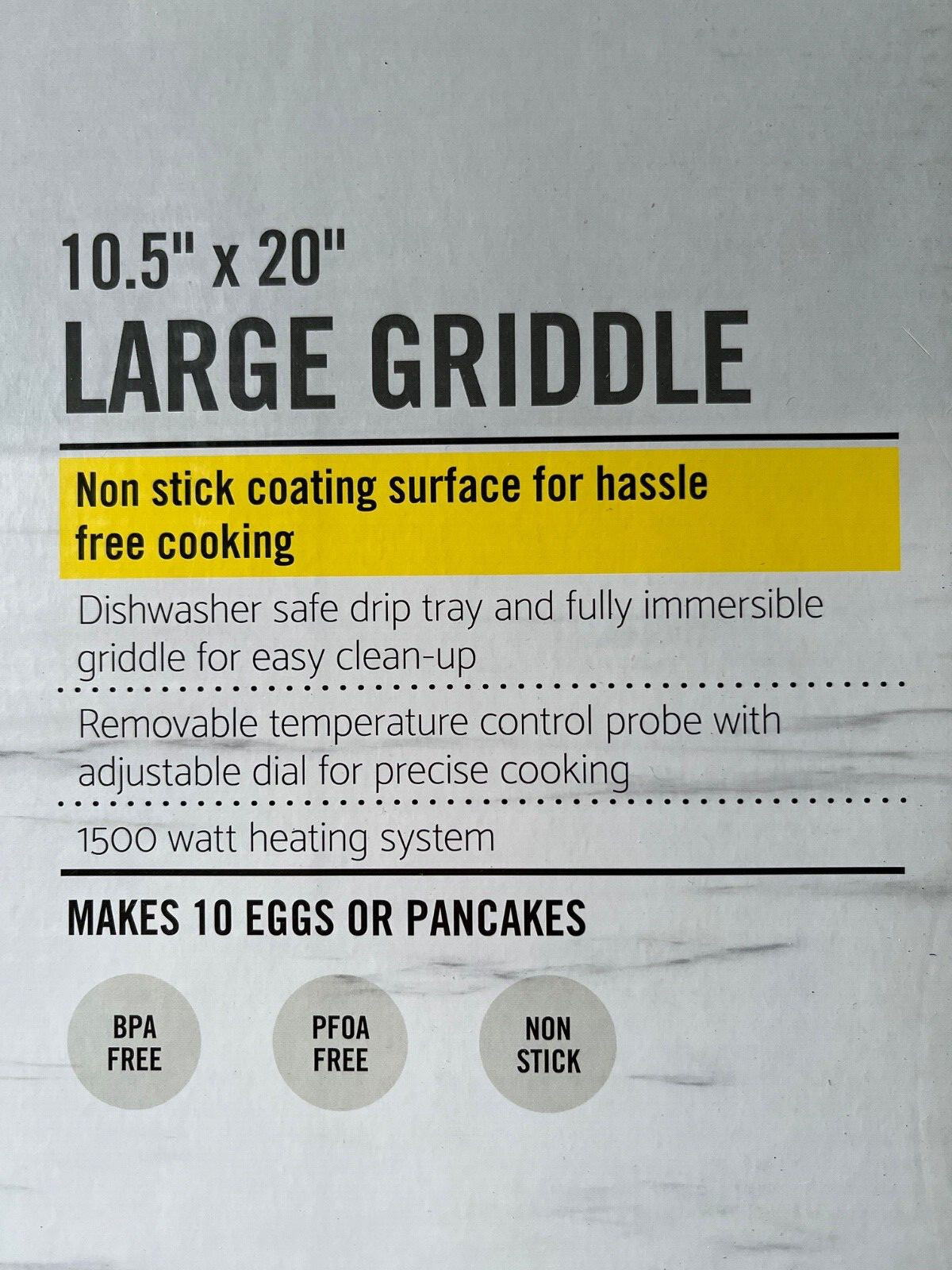 BELLA Nonstick Ceramic Electric Griddle 10.5″ x 20″/1500 watts, NEW in box