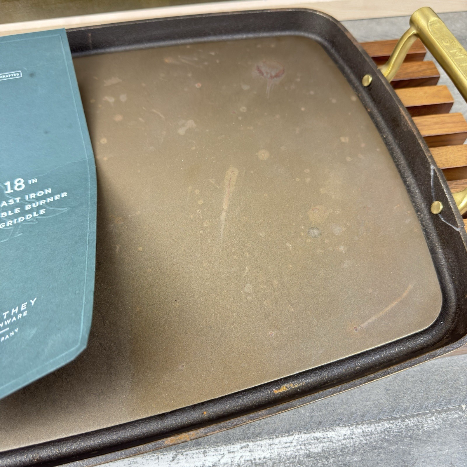 Williams Sonoma Smithey Seasoned Cast Iron Double Burner Griddle Broken Handle