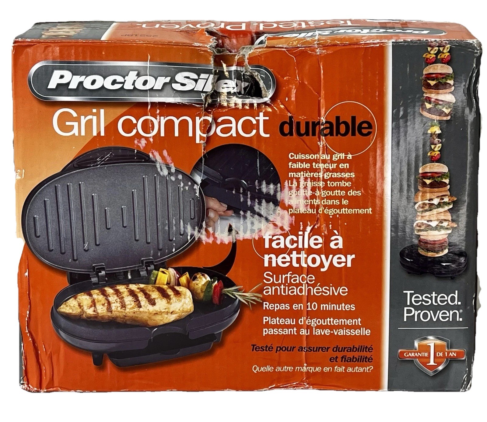 Proctor Silex Portable Grill Durable Compact Grill – New – Travel/ Dorm/ RV- NEW