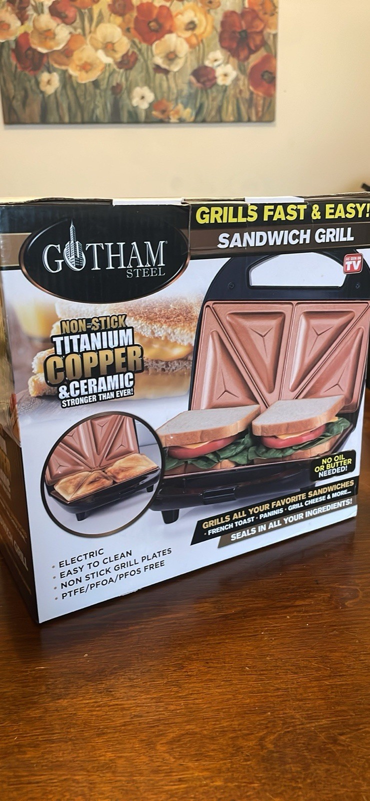 Gotham Steel Panini Press Sandwich Maker Grill Nonstick Open Box Indoor Grill
