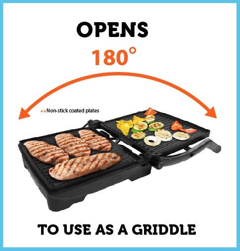 COURANT SMOOSH Panini Press, 180⁰ Griddle, 1400W 4-Servings Delicious Sandwiches
