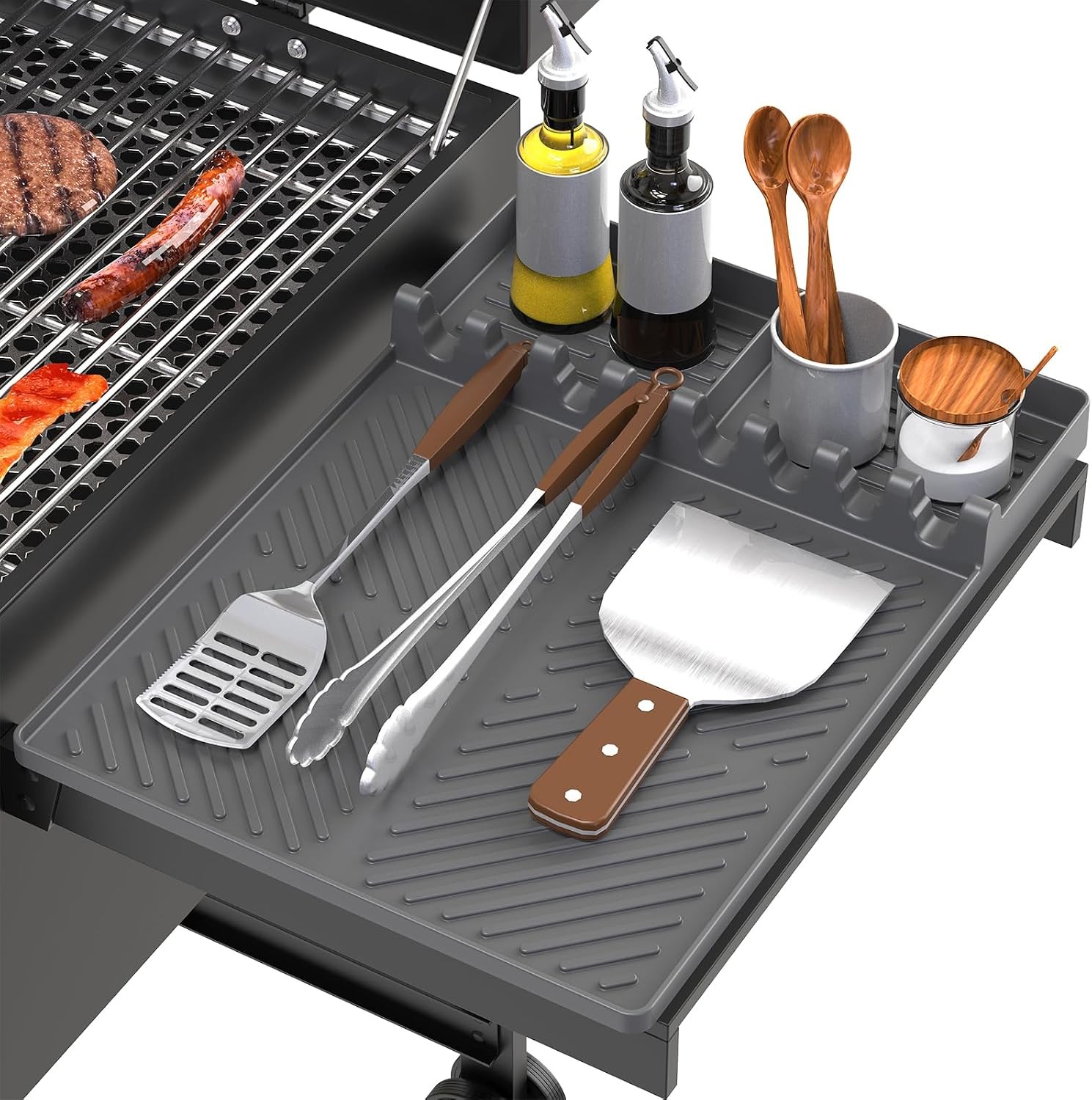 Blackstone Silicone Grill Mat Grey – Griddle Tools Mat with Drip Pad for Counter