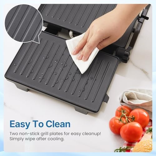 Panini Press Grill Indoor: Sandwich Maker with Nonstick Plates, Easy to Clean…