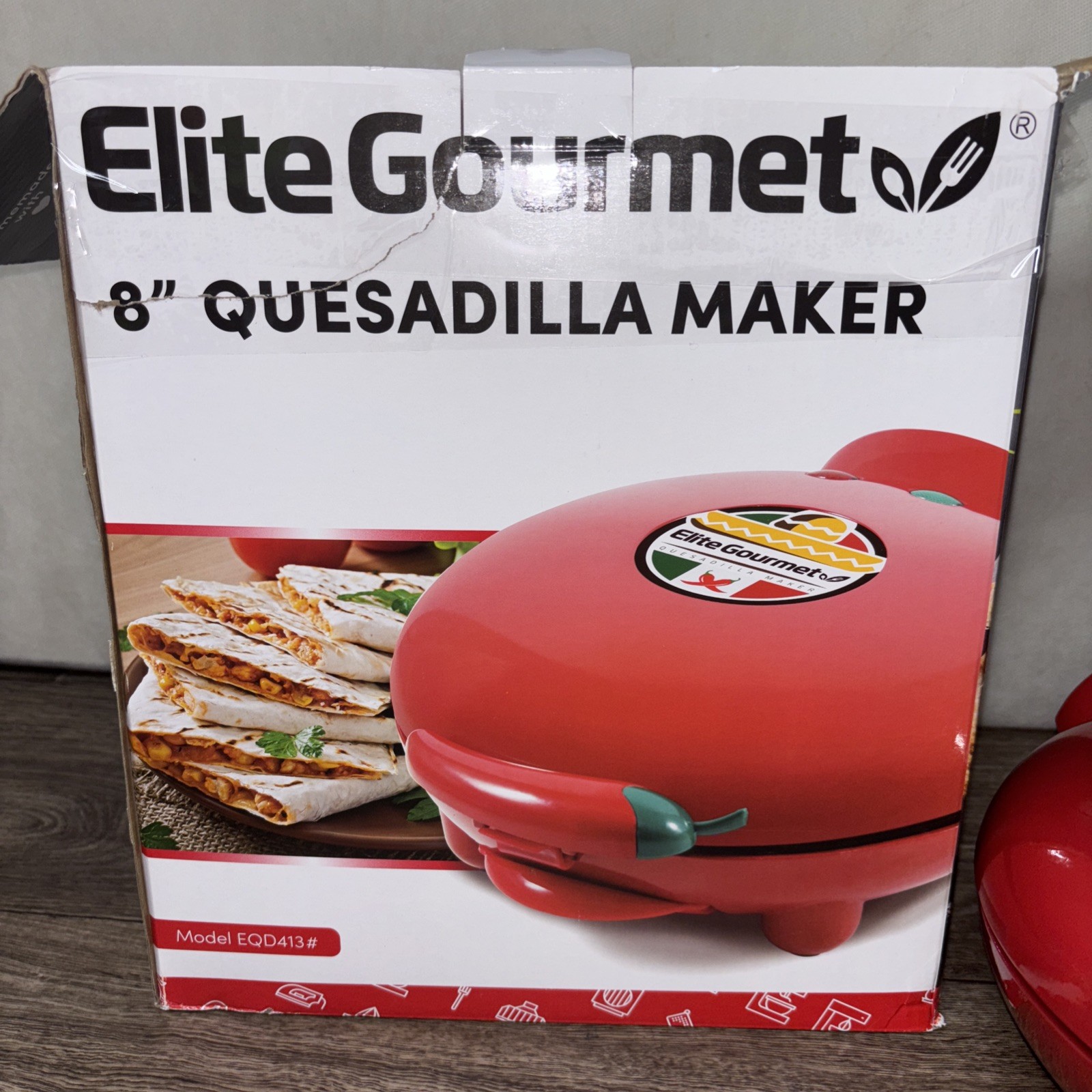 Elite Gourmet EQD413 Non-Stick Electric, Mexican Taco Tuesday Quesadilla Red