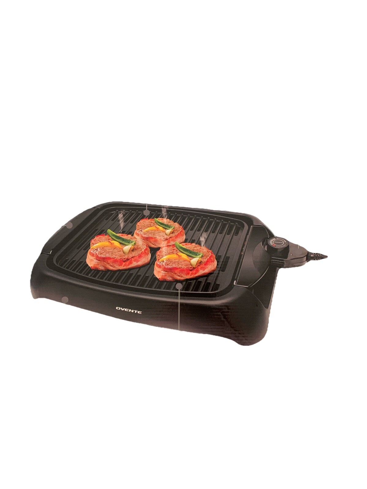 Ovente Electric Indoor Grill 13×10 Inch Nonstick Cooking Plate GD1632NLB