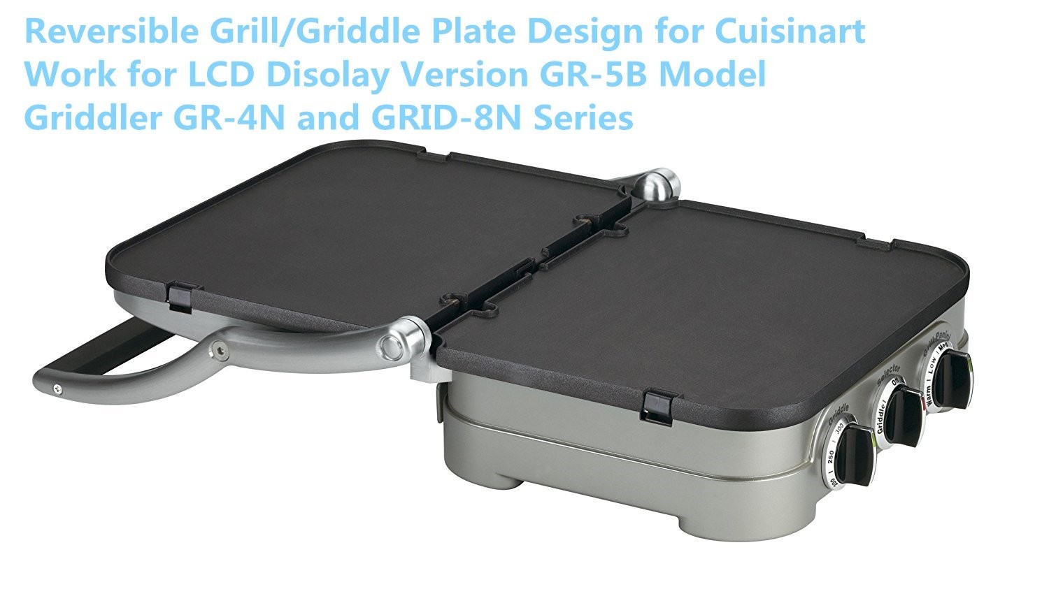 Reversible Grill/Griddle Plate for Cuisinart Griddler GR-4N 5-in-1