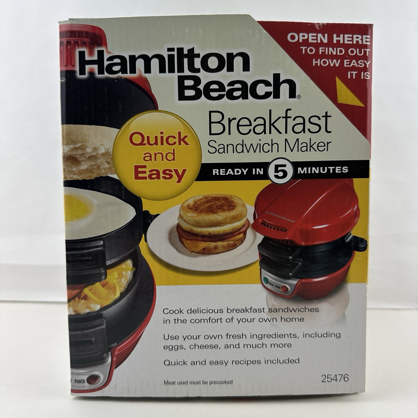 Hamilton Beach Breakfast Sandwich Maker Red 25476 New Open Box