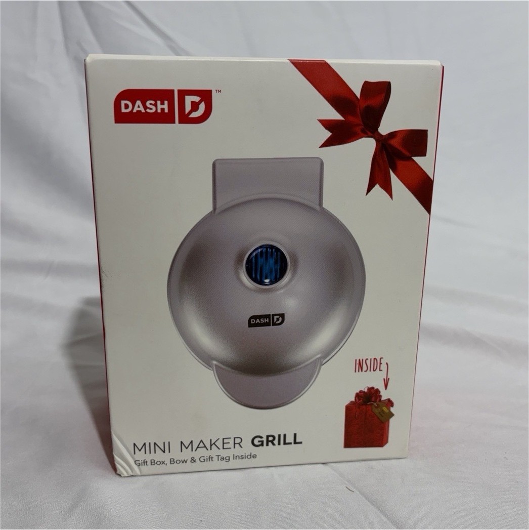 DASH Mini Maker Grill Indoor Electric Portable Round Silver