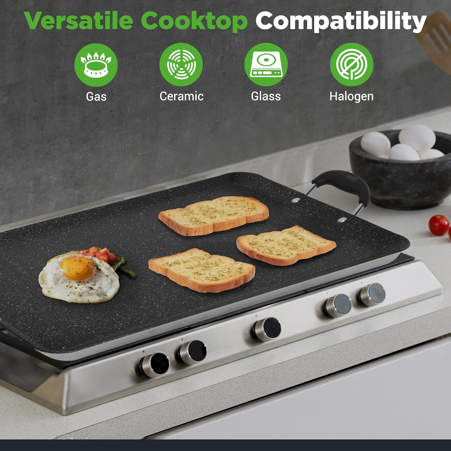 Double Burner Griddle, Non-Stick Stove Top Griddle for Gas Stove, Dishwasher Saf