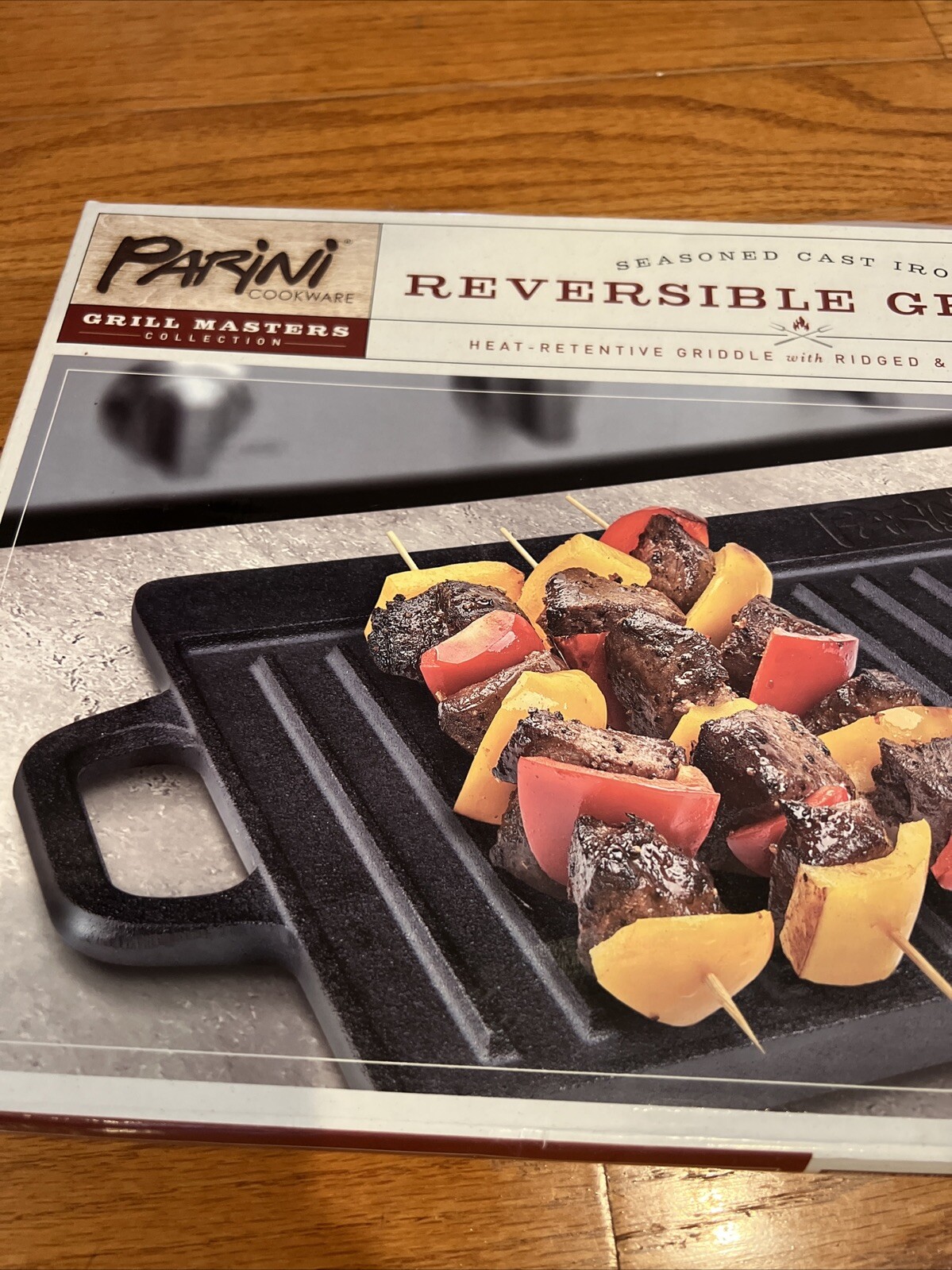 NWT Parini Seasoned cast iron black Reversible Griddle 20″ x 9″