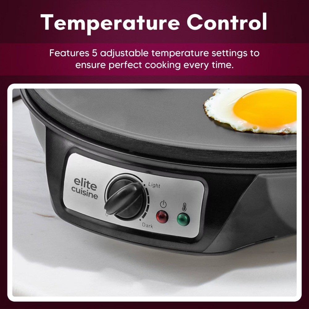 12″ Nonstick Crepe Maker Griddle with Adjustable Settings