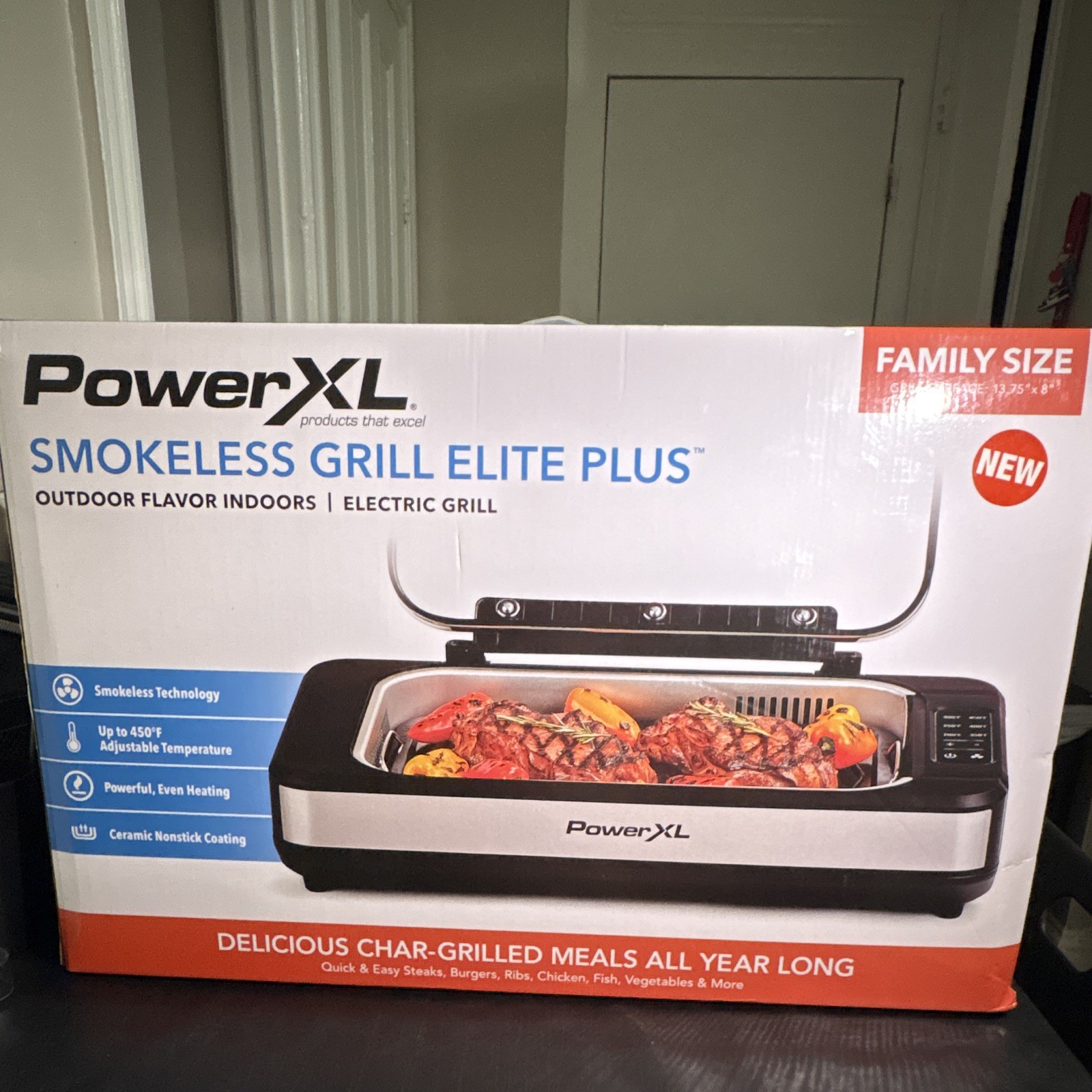 PowerXL Smokeless Grill Elite Plus 1500W Indoor Electric, Glass Lid, Nonstick