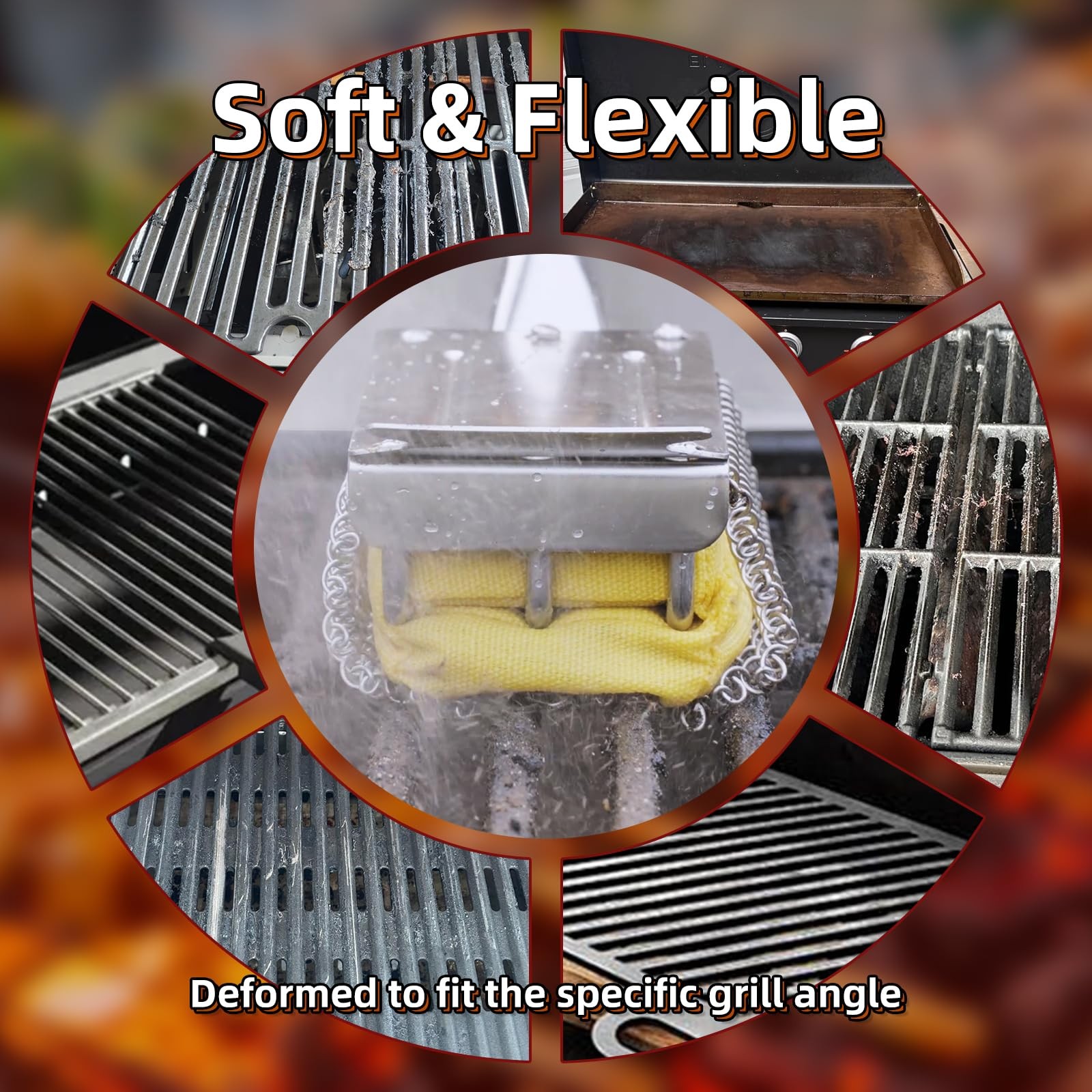 Grill Brush Bristle Free with Scraper, Safe Steam Cleaned Wood