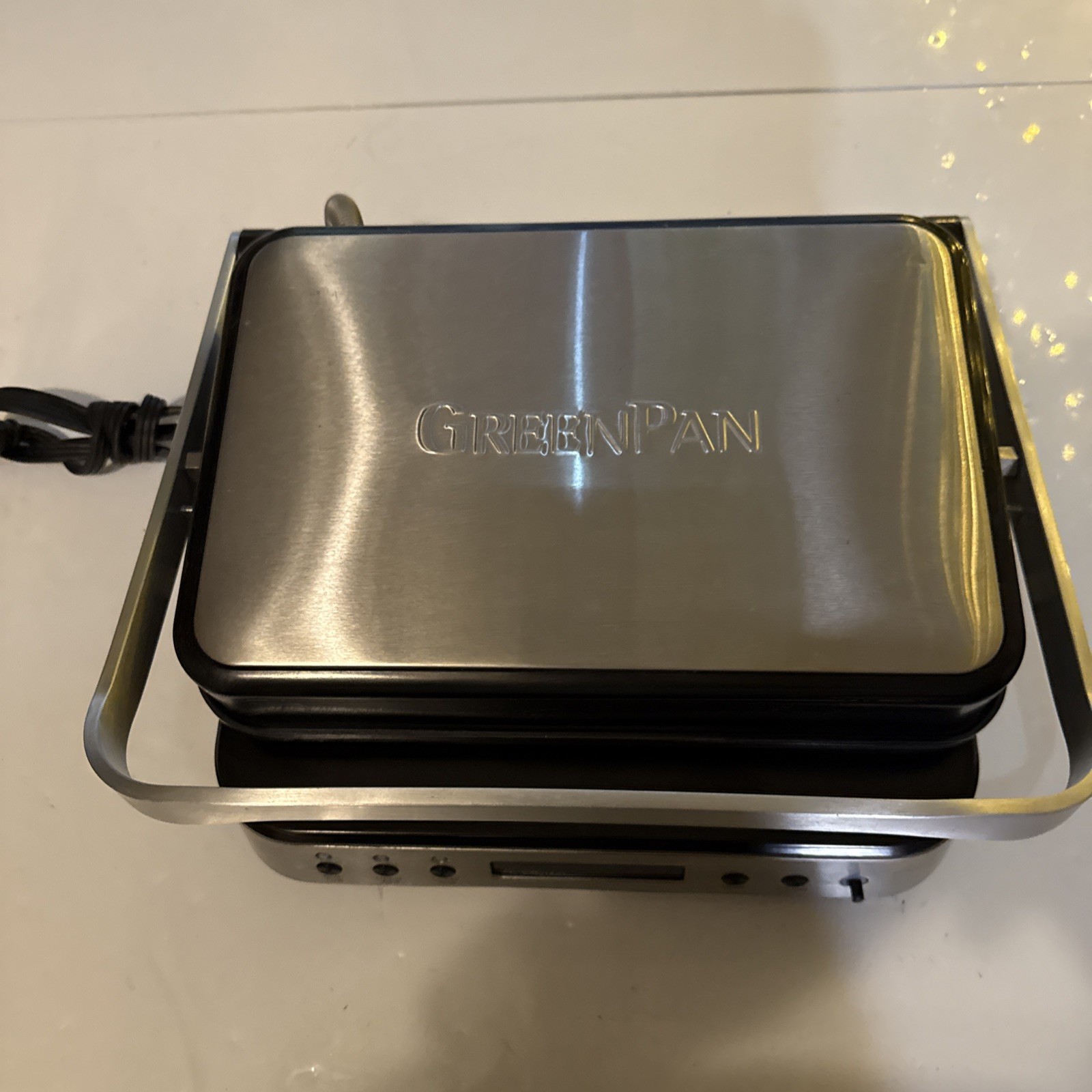 GreenPan Electric Indoor Stainless Steel 6-in-1 Contact Grill & Griddle CC006410