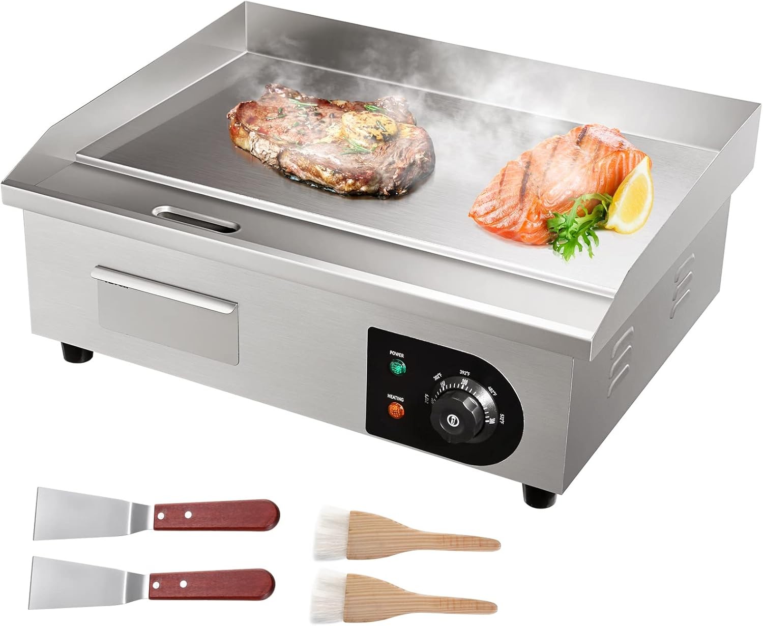 VEVOR Commercial Electric Griddle, 22″, 1600W Countertop Flat Top Griddle,110V