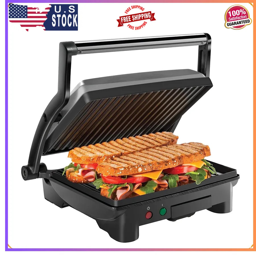 Chefman 3-in-1 Panini Press and Indoor Grill 4-Slice Non-Stick Stainless Steel
