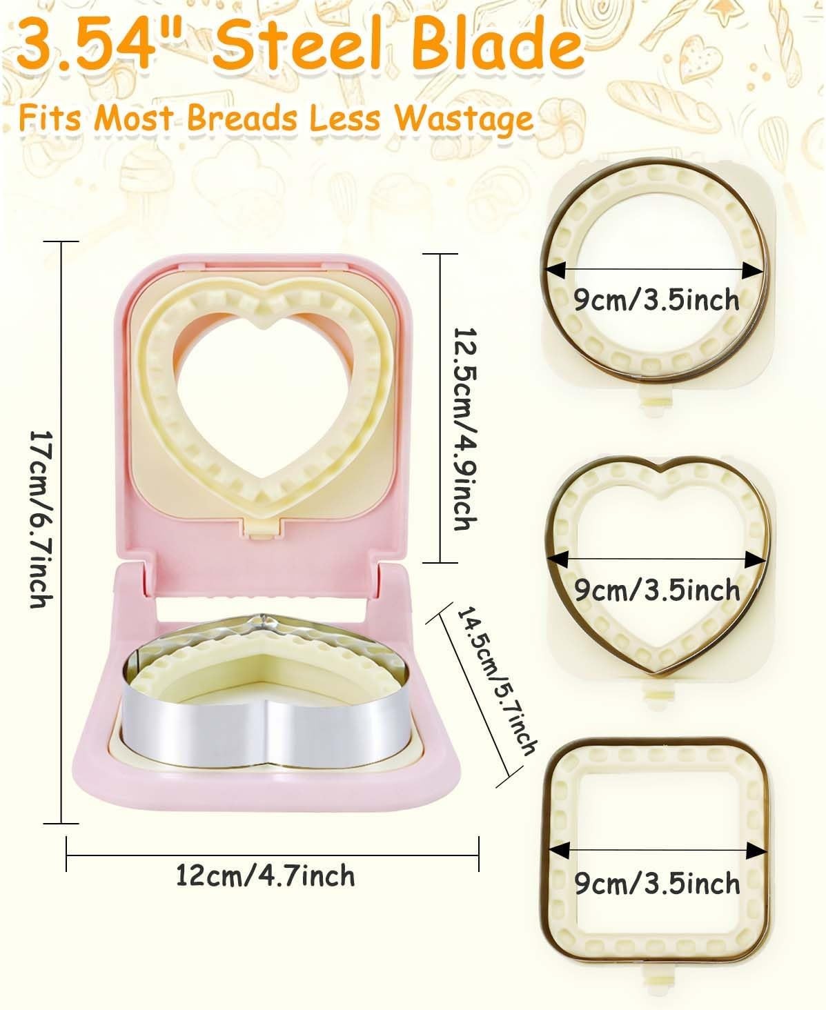 3-in-1 Uncrustable Sandwich Maker – Heart/Circle/Square Crustless Sandwich Cu…