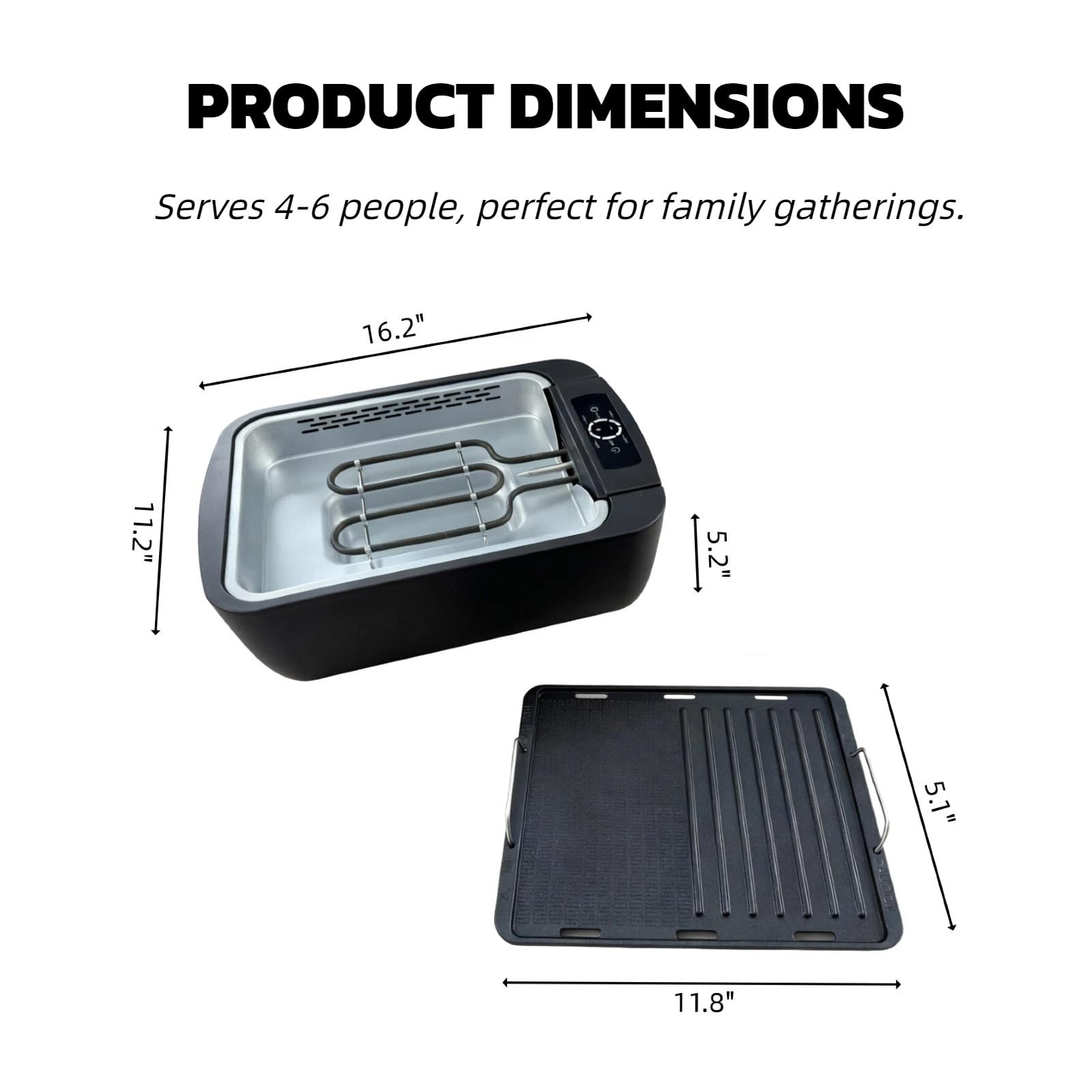 Indoor Smokeless Grill & Griddle, 1100W Electric Gill for BBQ, Smoke Extraction