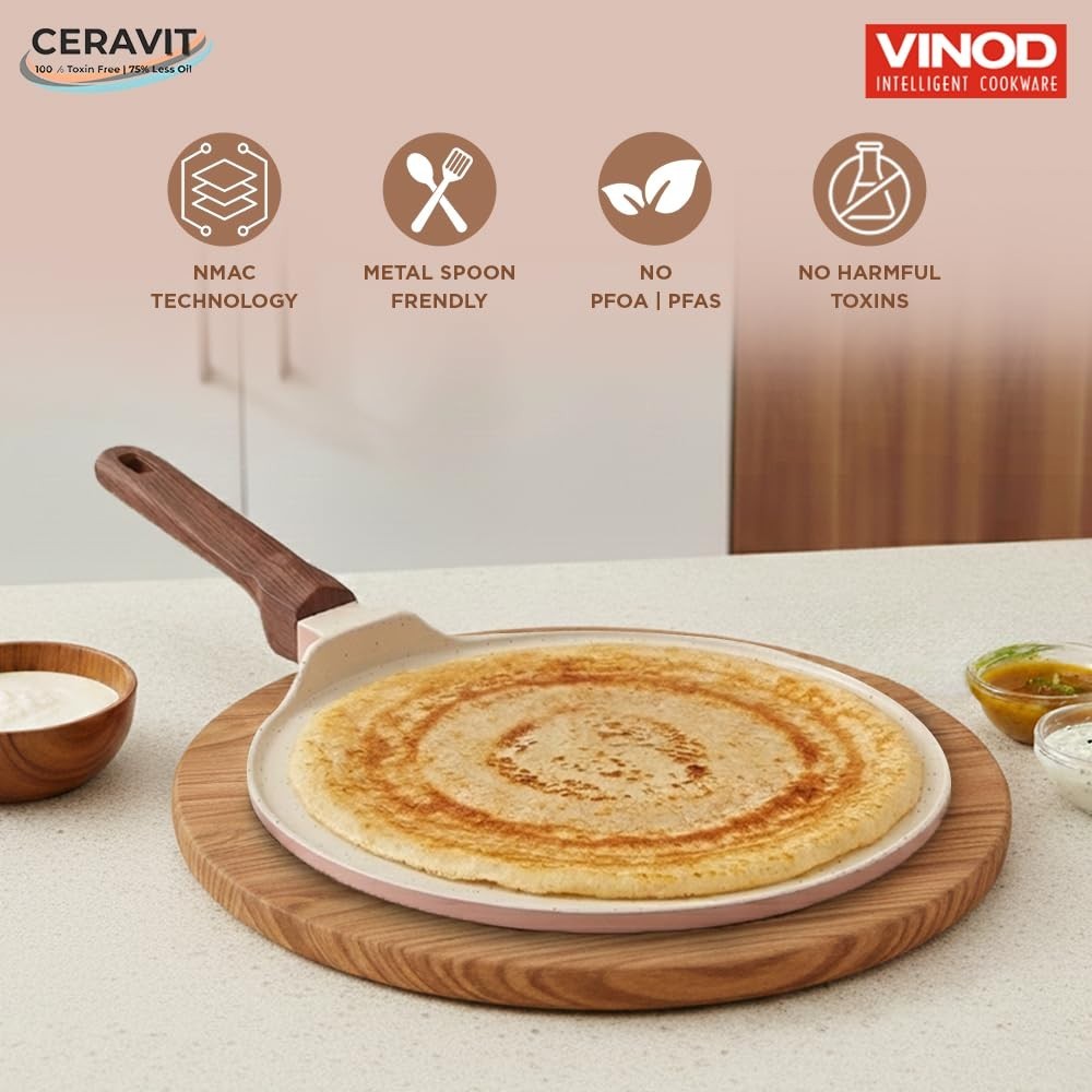 Vinod Ceravit Ceramic Non Stick Dosa Tawa Gas Induction Metal Spoon Safe