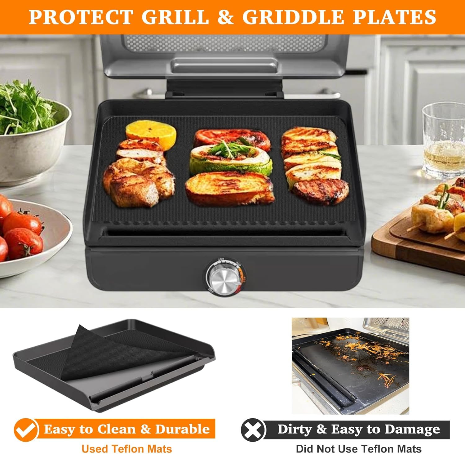 5 alfombrillas reutilizables para parrilla compatibles con Ninja Sizzle Indoor