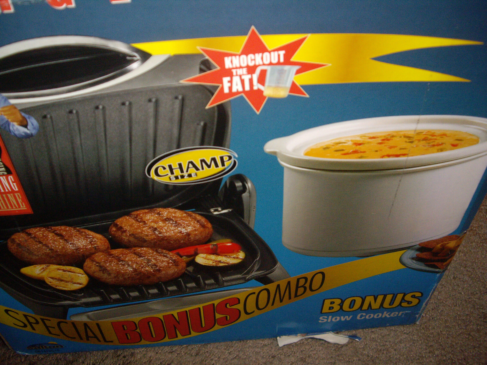 George Foreman Super Champ Limited Edition Grill W/Bonus Slow Cooker New